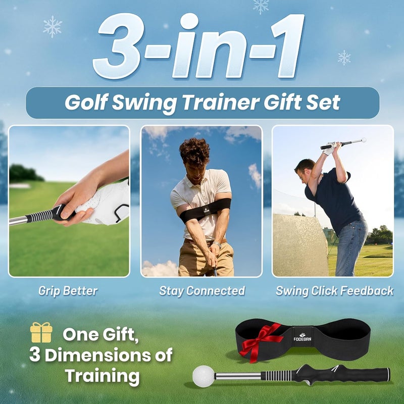 FODESAN Store Retractable Golf Swing Trainer – Enjoy Swinging Anytime, Anywhere,Training Aid for Grip Correction, Click Feedback & Arm Connection, for Right & Left-Handed Golfers, Indoor & Outdoor Practice - Image 2